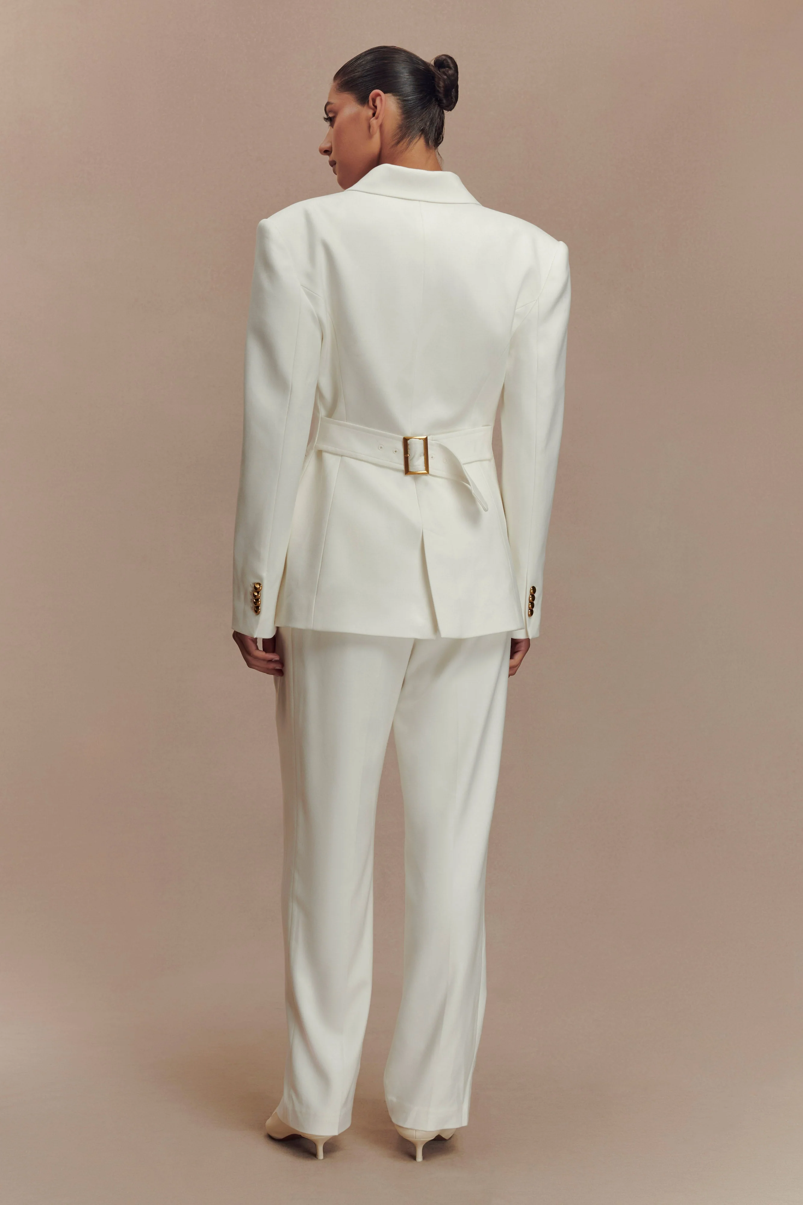 Penelope Pleated High Waisted Pants - Ivory - Image 3